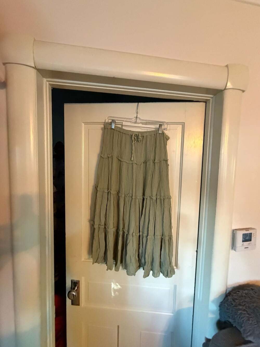 Gabrielle Tiered Maxi Skirt Size 1X Green Rayon Boho